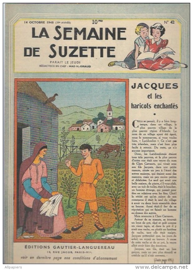 La Semaine De Suzette N°42 Jacques Et Les Haricots Enchantés - Une Chemise Américaine Pour Suzette De 1948 - La Semaine De Suzette