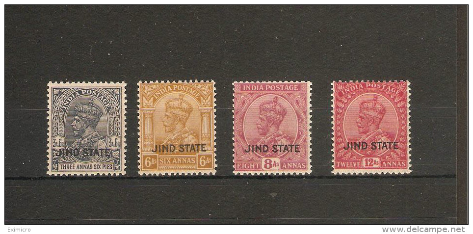 INDIA - JIND 1927 - 1937 VALUES TO 12a SG 93w, 95, 96, 97 UNMOUNTED MINT Cat £43.50 - Jhind