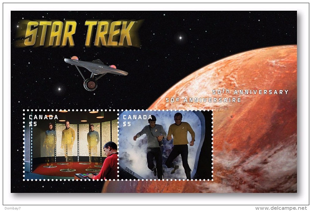 STAR TREK 50th Ann, LENTICULAR 3D ANIMATED Souvenir Sheet  Canada 2016 - Sammlungen