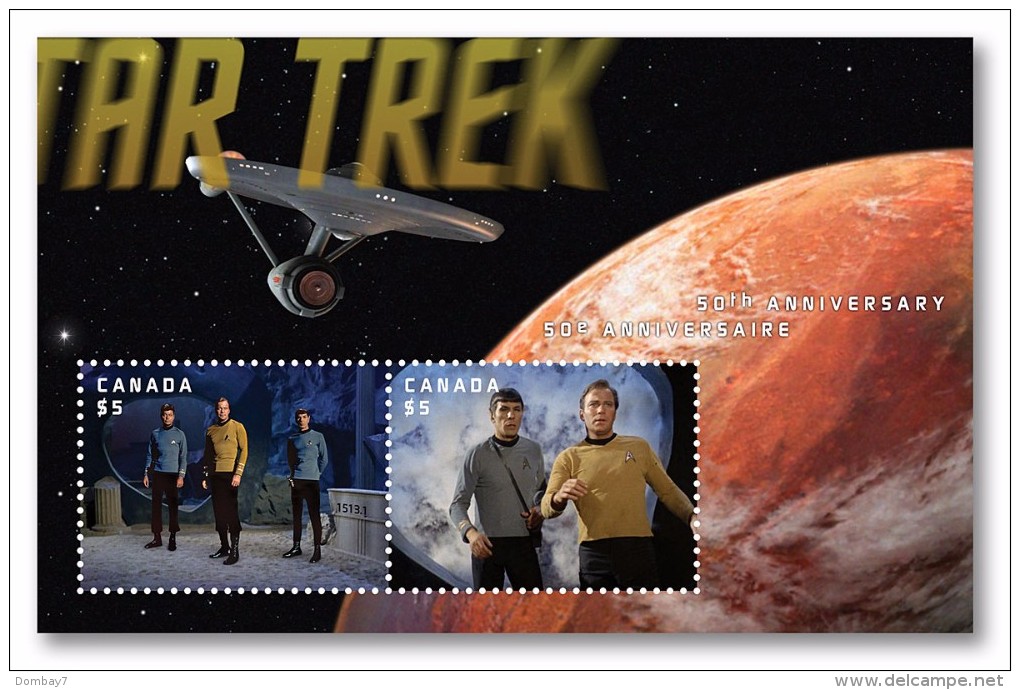 STAR TREK 50th Ann, LENTICULAR 3D ANIMATED Souvenir Sheet  Canada 2016 - Colecciones