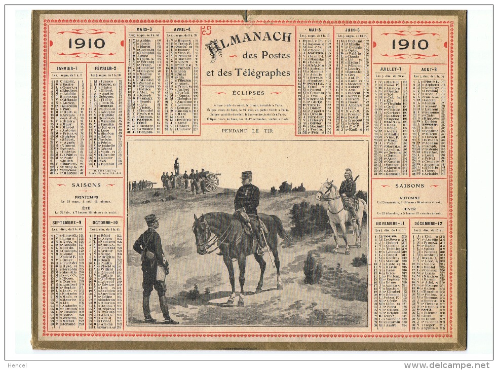 ALMANACH Des POSTES Et Des TELEGRAPHES 1910   MILITAIRE - Dpt AUBE - Grand Format : 1901-20