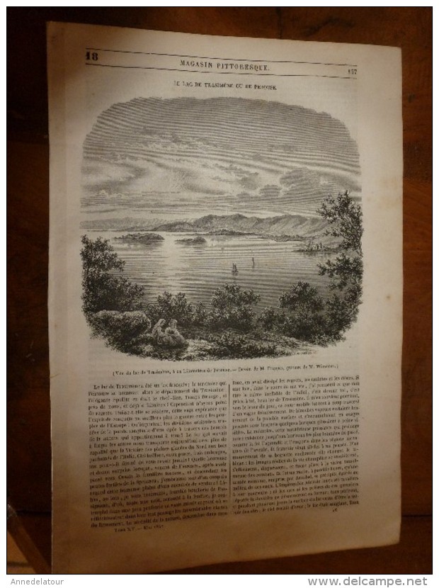 1847 MP Le Lac De Trasimède Ou De Pérouse;Les Classes Pauvres Des Paysans En Egypte Et Labourage (avec Gravures) - 1800 - 1849