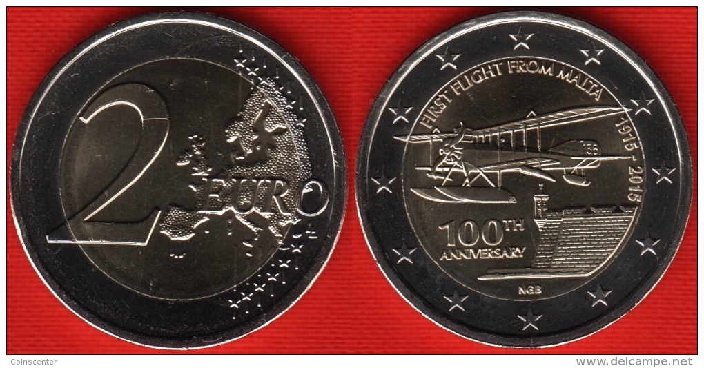 Malta 2 Euro 2015 "First Flight" BiMetallic UNC - Malta