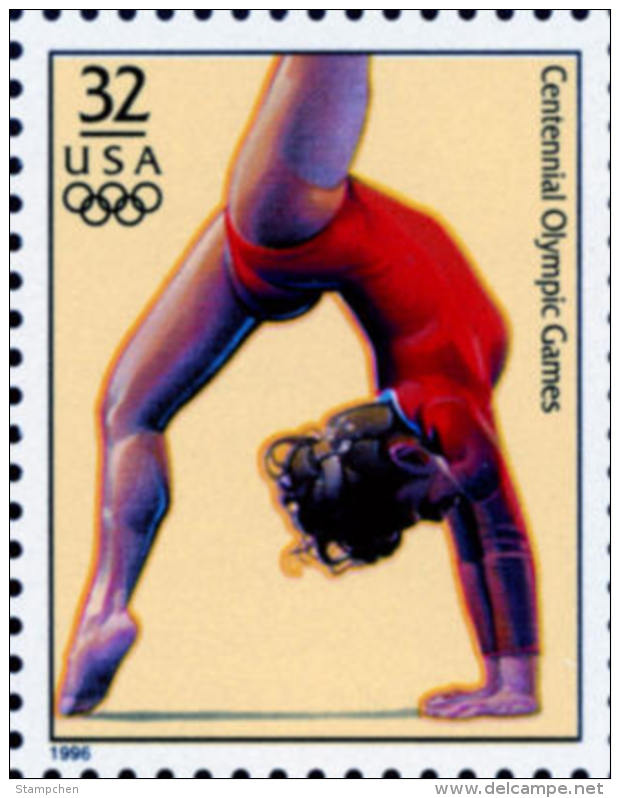 Sc#3068g 1996 USA Olympic Games Stamp-Women's Gymnastic Athletic - Gymnastics