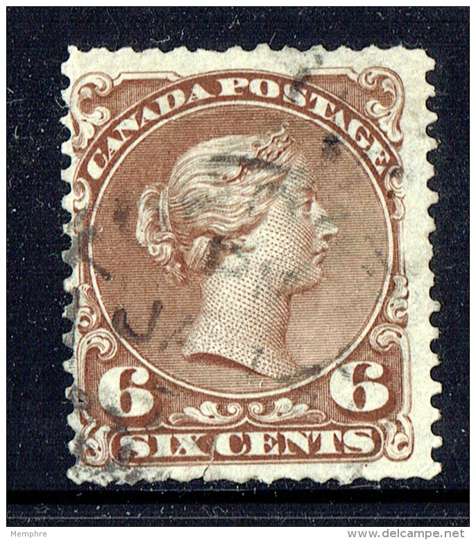 Large Queen  Six   Cent  Sc 27  Short Tear At Bottom - Oblitérés