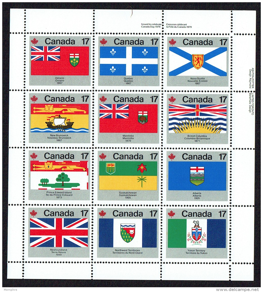 1979  12 Provincial And Territorial Flags Sc 821-32  MNH Souvenir Sheet - Neufs