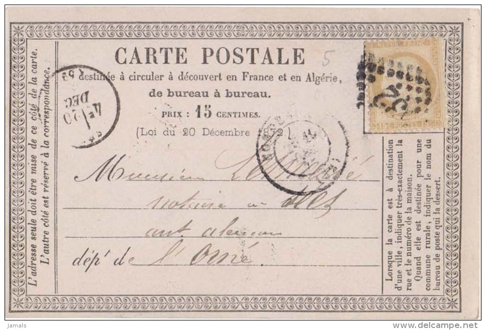 France Entier Postale, Postal Stationary Card, Used With Postmark 32 - Precursor Cards