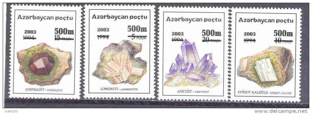2003. Azerbaijan, Overprints Of Minerals Stamps, 4v,  Mint/** - Azerbaijan