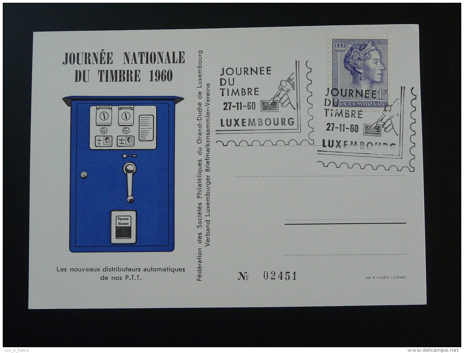 Carte Journée Du Timbre Luxembourg 1960 N° 2451 - Tarjetas Conmemorativas