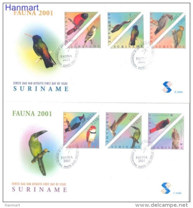 Surinam 2001 Mi 1764-1775 FDC- Birds Of Prey, Parrots - Perroquets & Tropicaux