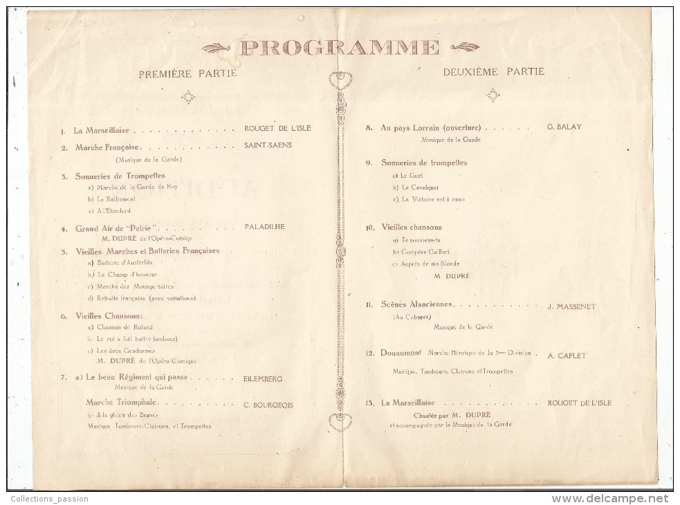G-I-E , Programme , Ville De Paris , 4 Pages ,1925, Audition De Vieilles Marches Et Vieux Airs Militaires Français - Programma's
