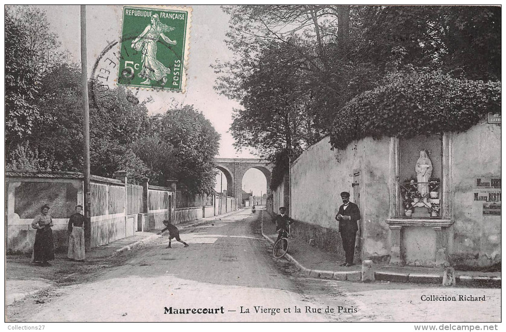 78- MAURECOURT - LA VIERGE , ET LA RUE DE PARIS - Maurecourt