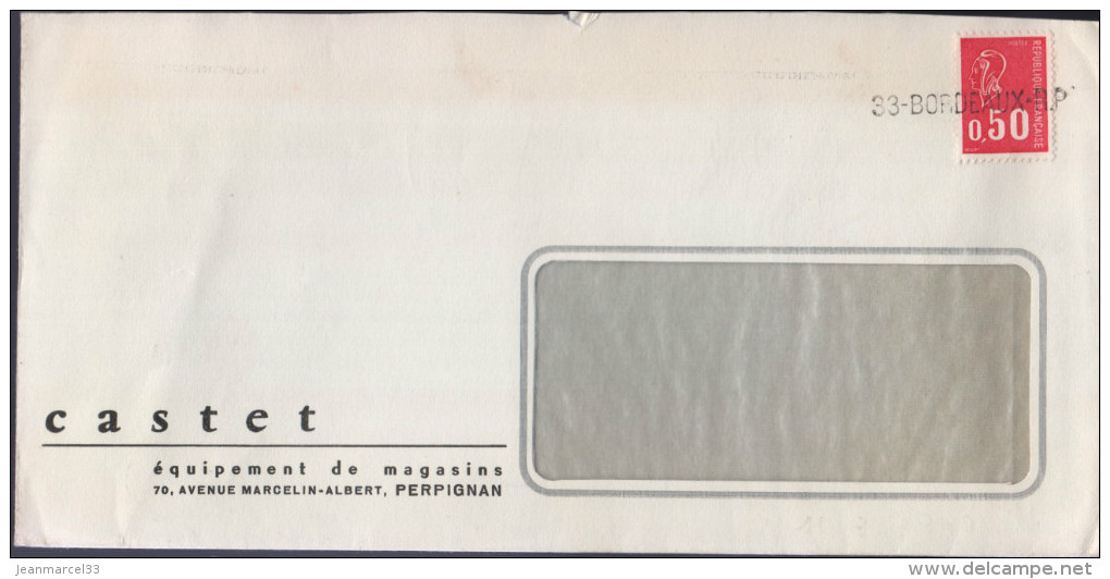 Lettre Annulation à L´arrivée Avec Griffe "33-Bordeaux-R.P." Sur Timbre 0,50 Rouge Marianne De Béquet - Cartas & Documentos