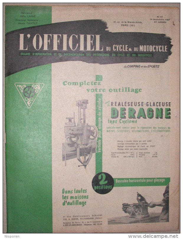 L´officiel Du Cycle, Du Motocycle Et Du Camping - N°19 14 Septembre 1957 - Les 125 Culbutées De Motobécane - Moto