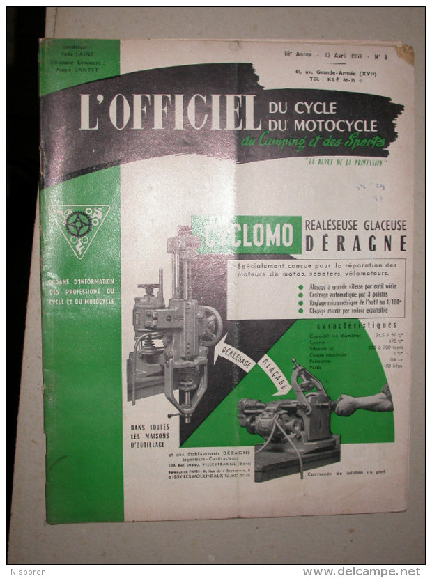 L´officiel Du Cycle, Du Motocycle Et Du Camping - N°8 13 Avril 1959 *- Jawa S 55 - Vélosolex - Moto