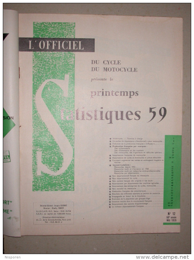 L´officiel Du Cycle, Du Motocycle Et Du Camping - N°12 Printempsl 1959 - Moto