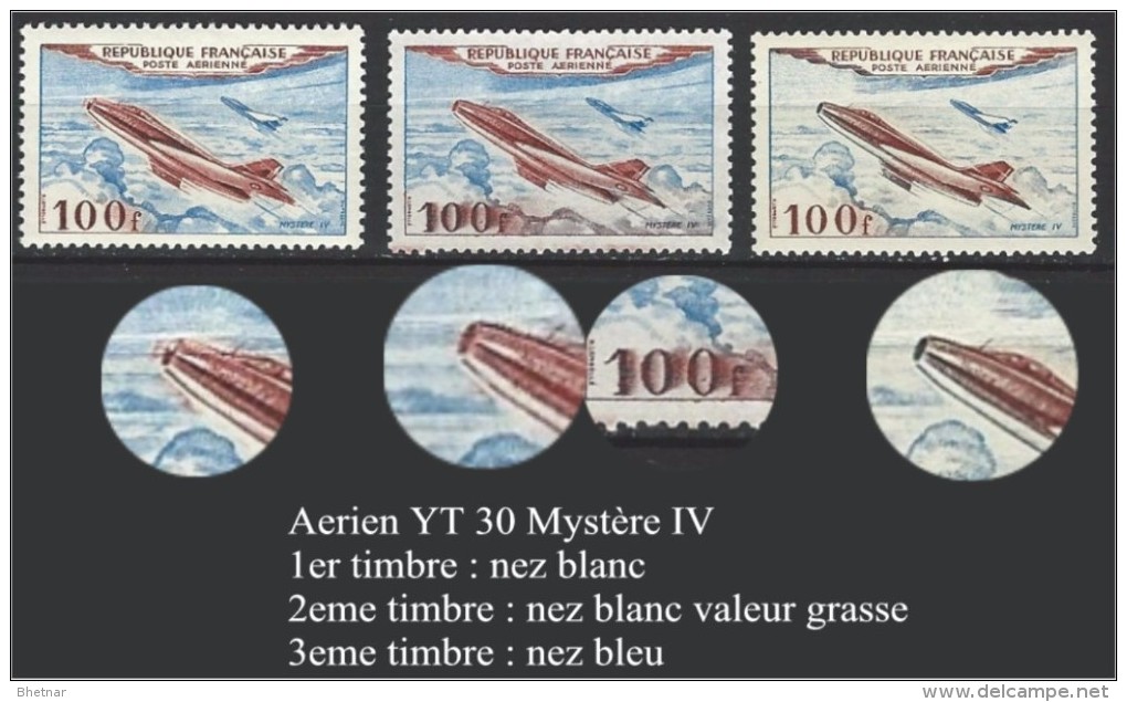 FR Variétés Aerien YT 30 " Mystère " 1954 Nez Et Valeur Voir Descriptif - Neufs