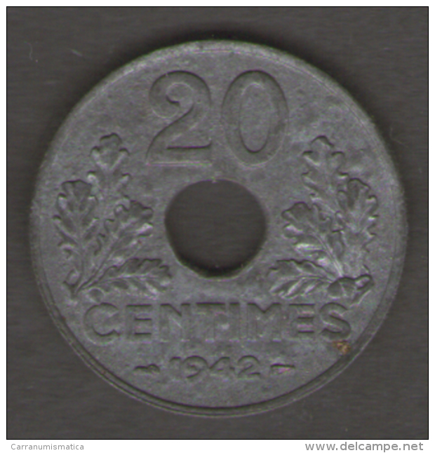 FRANCIA 20 CENTIMES 1942 ZINCO - Altri & Non Classificati