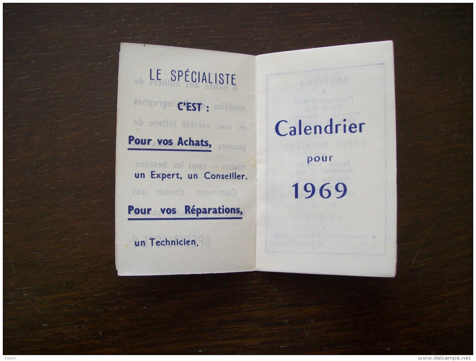Calendrier De 1969- Publicité Stylos Van Moe- Rouen - Formato Piccolo : 1961-70