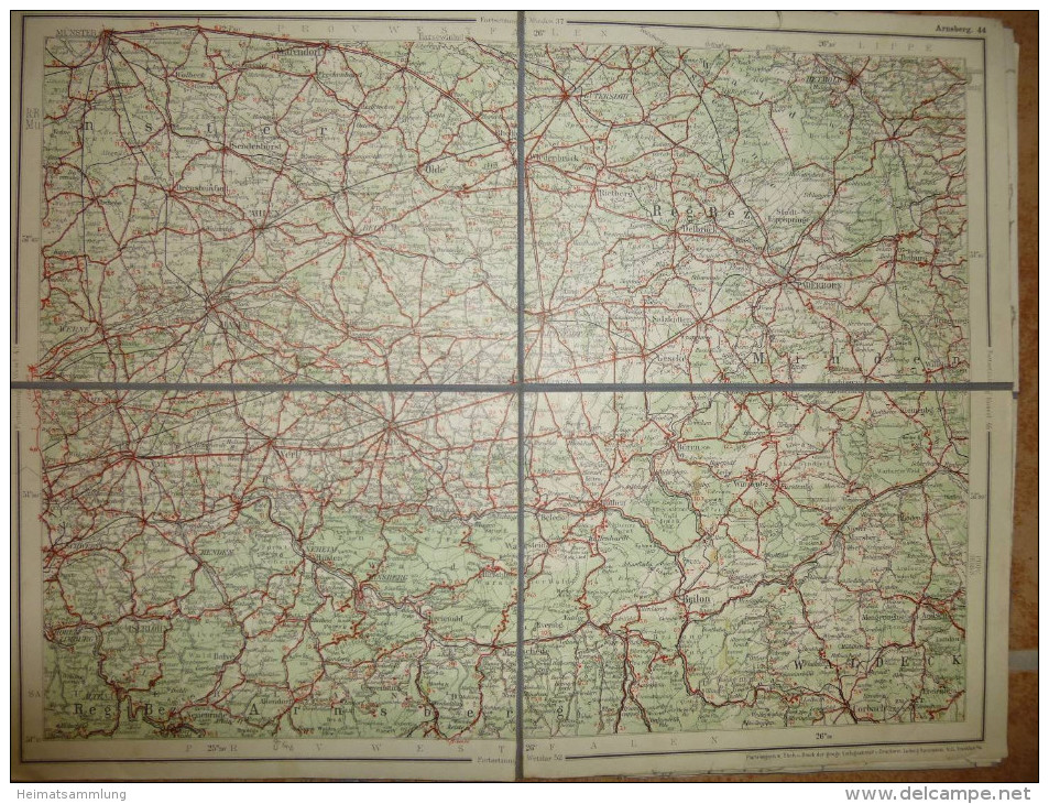 Deutschland - Dunlop-Strassenkarte 44 Arnsberg - 39cm X 30cm Auf Leinen Gezogen - Verlagsanstalt Und Druckerei Ludwig Ra - Strassenkarten