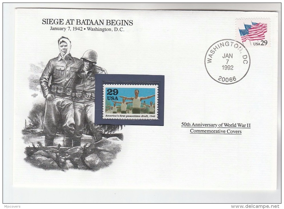 1992 USA Special COVER BATAAN SIEGE BEGINS WWII PHILIPPINES Anniv Event Stamps - WW2