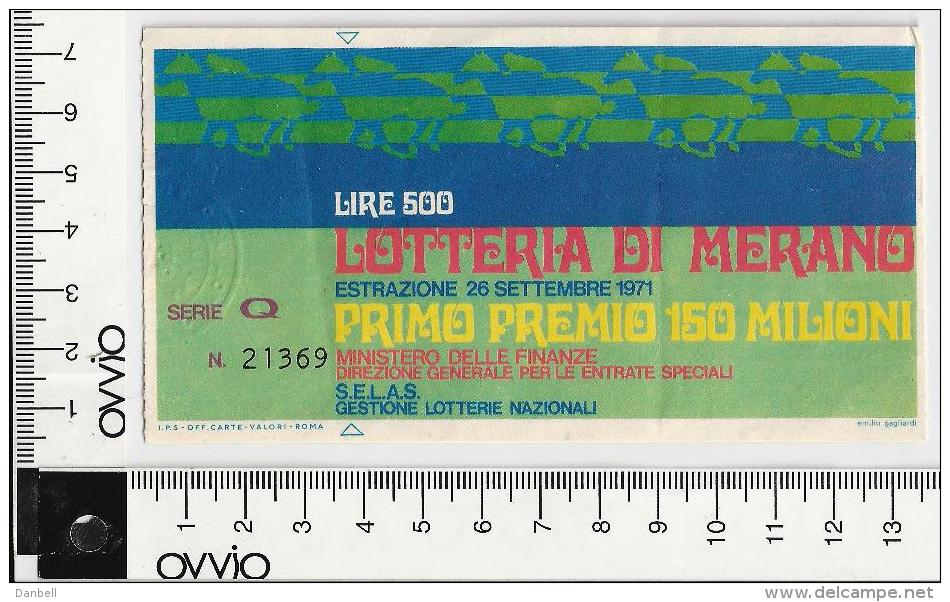 1971 -LOTTERIA DI MERANO - - Lottery Tickets