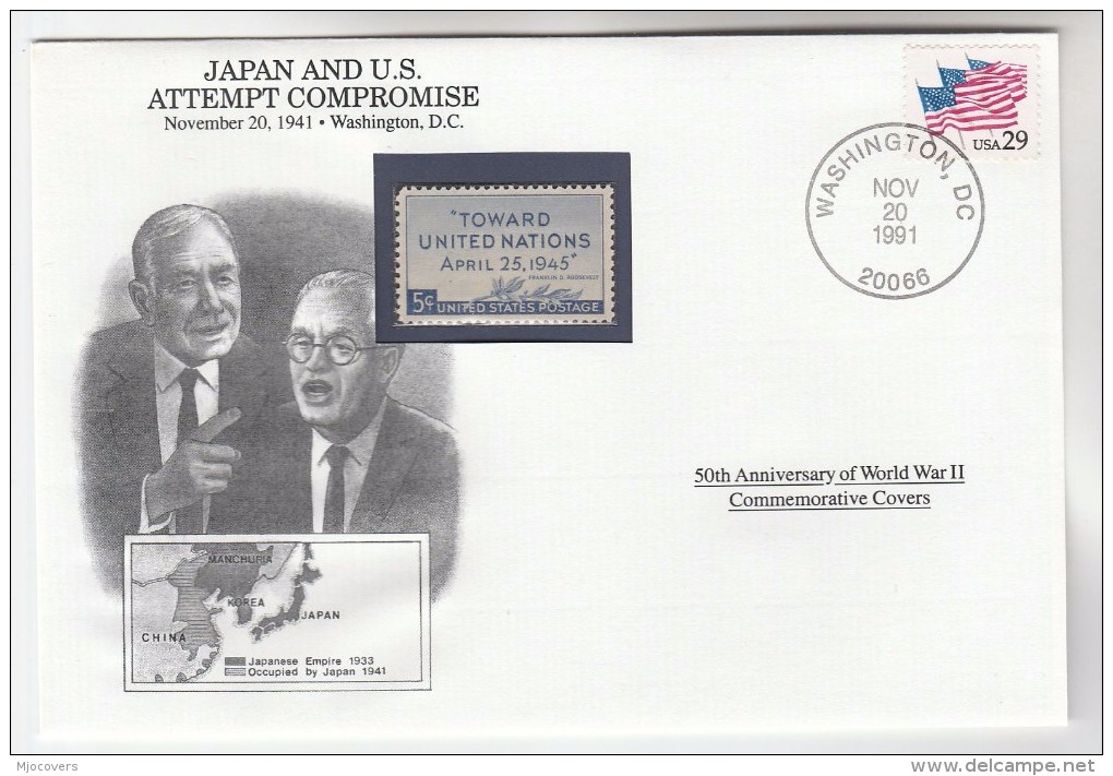 1991 USA Special COVER JAPAN US COMPROMISE ATTEMPT Anniv WWII Event Stamps - WW2