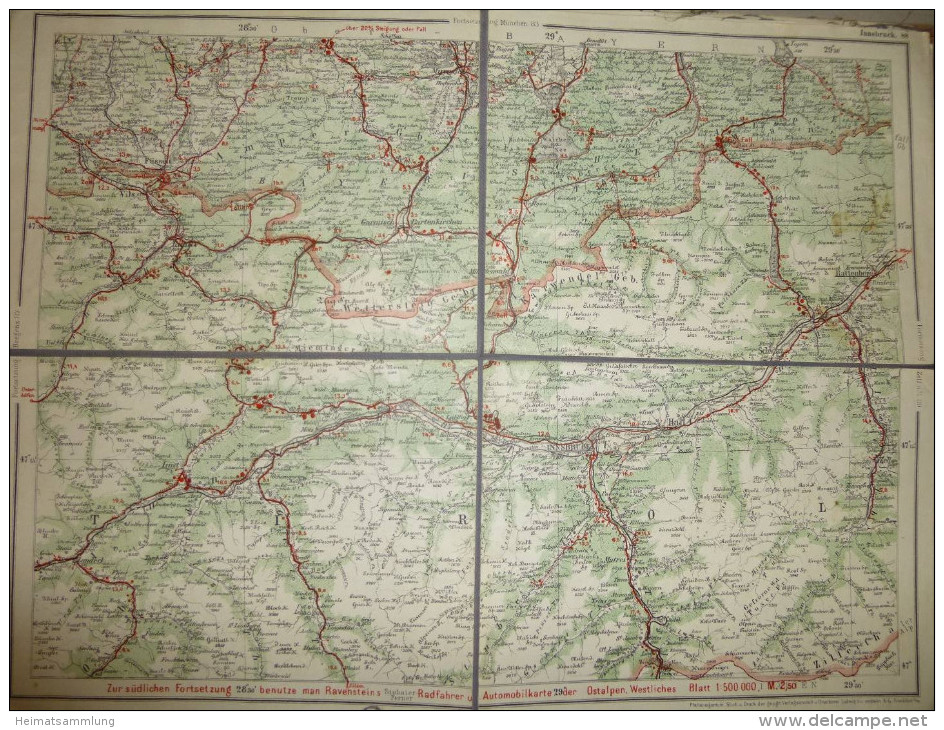 Dunlop-Strassenkarte 88 Innsbruck - 39cm X 30cm Auf Leinen Gezogen - Verlagsanstalt Und Druckerei Ludwig Ravenstein AG F - Strassenkarten