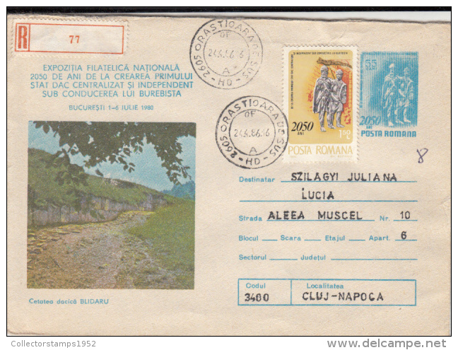 42882- BLIDARU ANCIENT VILLAGE RUINS, ARCHAEOLOGY, REGISTERED COVER STATIONERY, 1986, ROMANIA - Arqueología