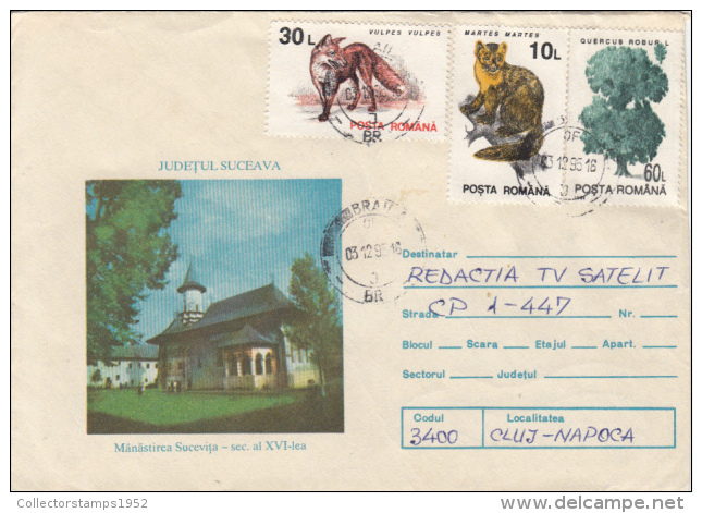 42912- SUCEVITA MONASTERY, COVER STATIONERY, 1995, ROMANIA - Abbayes & Monastères