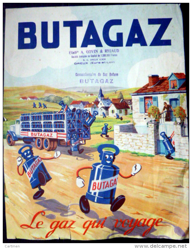 BUTAGAZ PUBLICITE  COLOREE ANNEE 1935 LE GAZ QUI VOYAGE - Autres & Non Classés