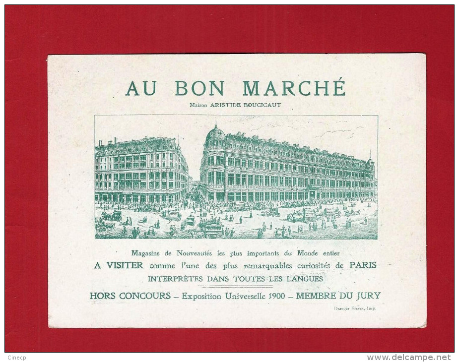 LOT 2 Chromo Au Bon Marché Série Les Marchands Par Vernet - De Coco - D'eau De Vie - EXPOSITION UNIVERSELLE 1900 - Au Bon Marché