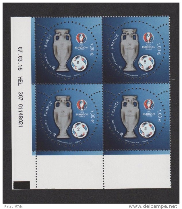 FRANCE / 2016 / Y&T N° 5039 ** : Euro 2016 1.00 €  X 4 Coin Daté 2016 03 07 - HEL 307 - 2010-2019