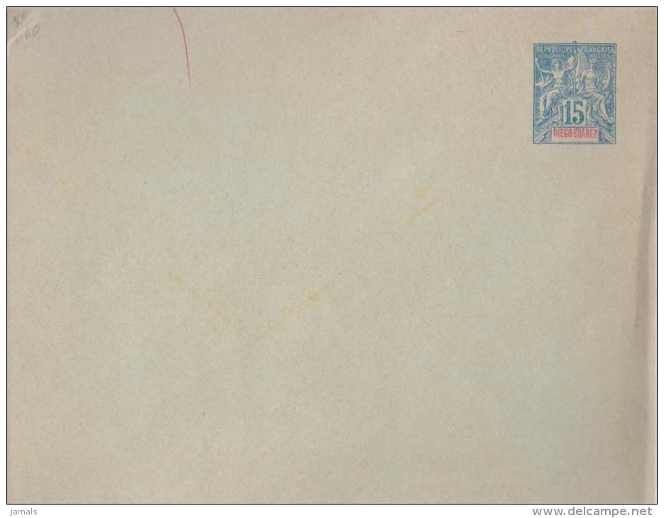 France Colony, French Diego Suarez, Postal Stationary Envelope, Entier Postale, Mint - Cartas & Documentos
