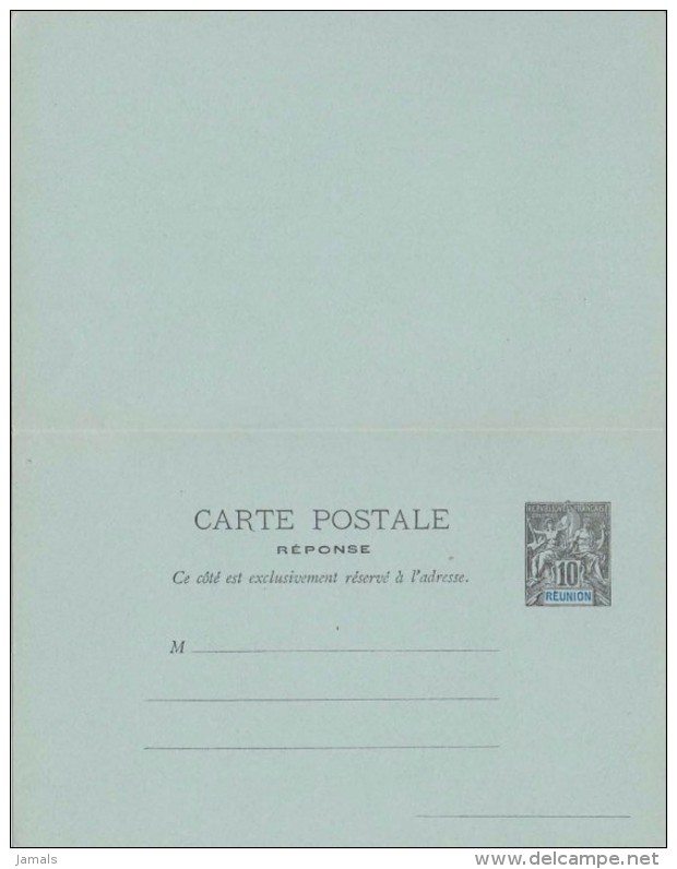 France Colony, French Reunion, Reply Postal Stationary, Entier Postale, Mint - Cartas & Documentos