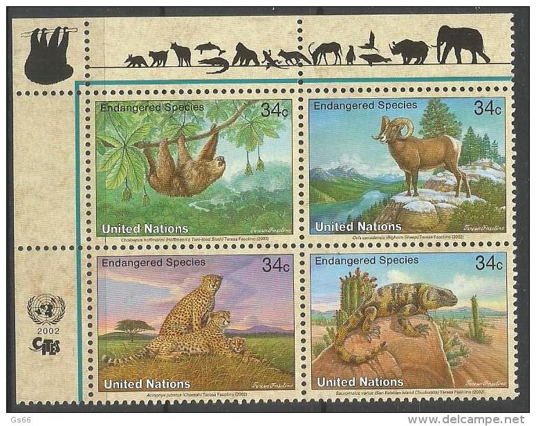 UNO-New York, 2002, 890/93, Gefährdete Arten (X): Fauna.  MNH ** - Ungebraucht