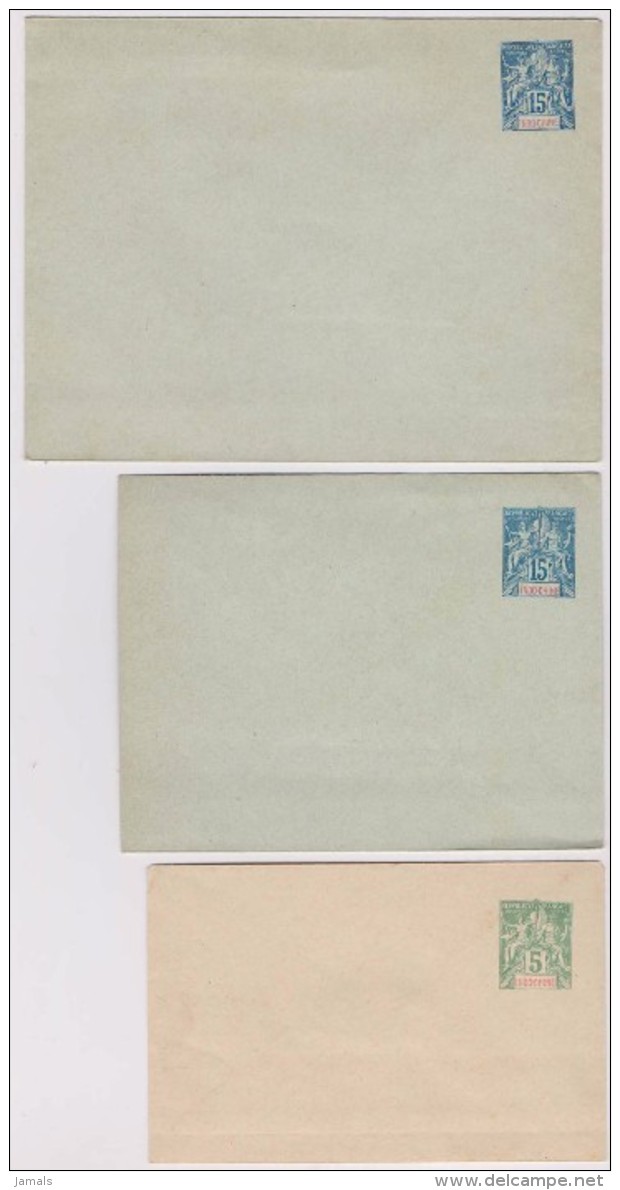 France Colony, French Indochina / Indochine, 3 Postal Stationary, Entier Postale, Mint Inde Indien - Storia Postale