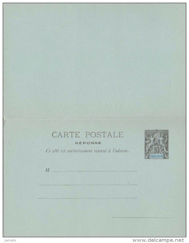 France Colony, French Indochina / Indochine, Reply Postal Stationary, Entier Postale, Mint Inde Indien - Covers & Documents