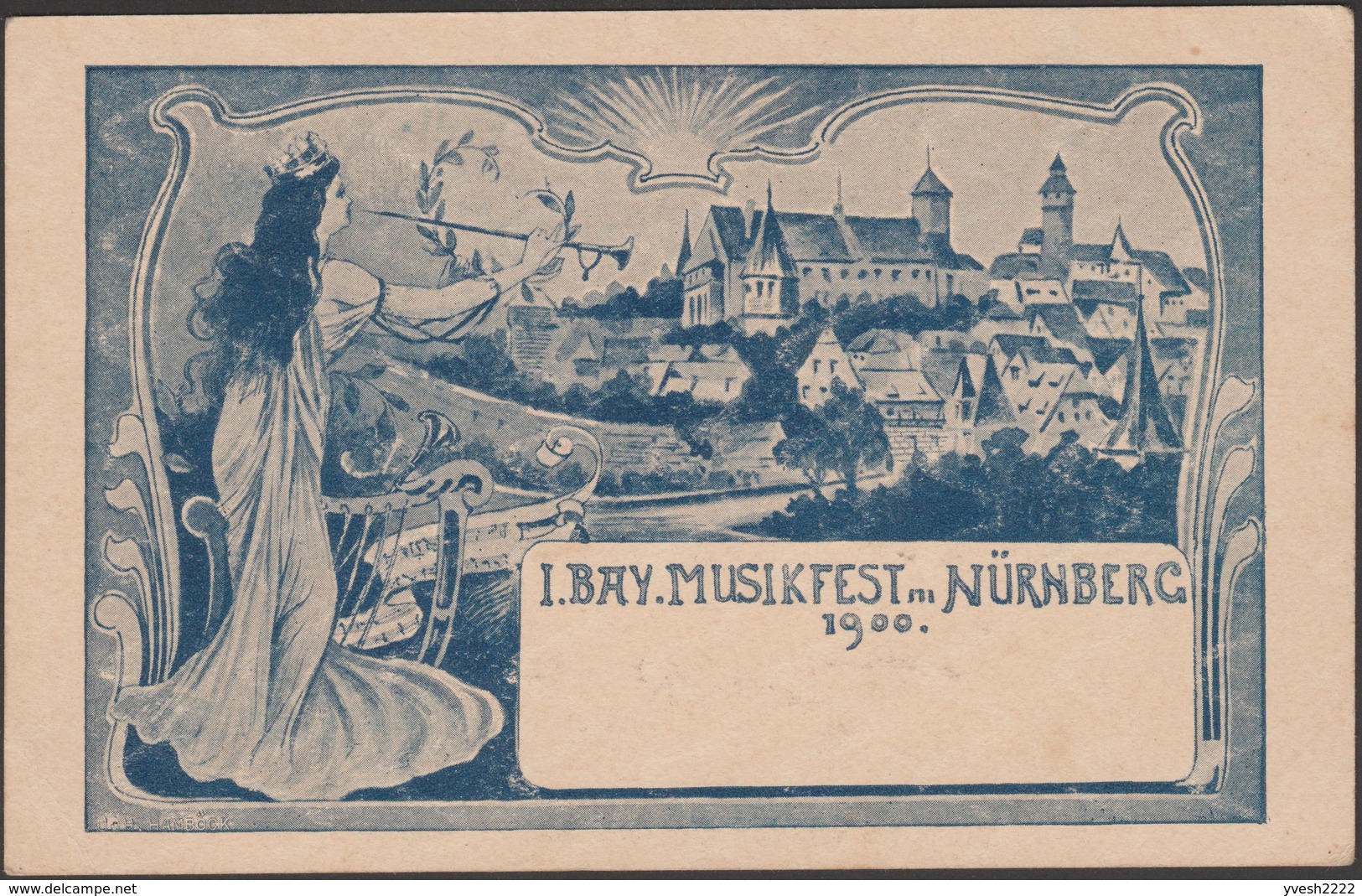 Bavière 1900. Carte Postale, Entier TSC. Fête De La Musique, Nuremberg. Château De Nürnberg, Fanfare, Partition - Music