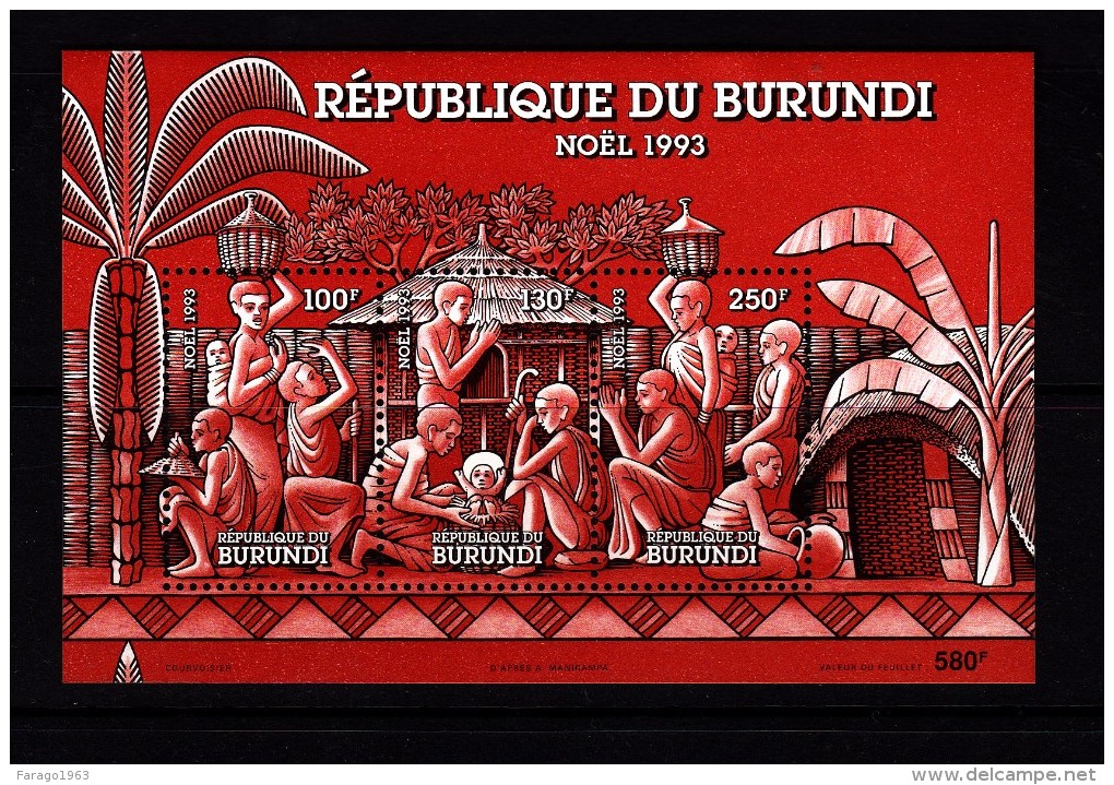 1993 Burundi Christmas  Souvenir Sheet MNH - Unused Stamps