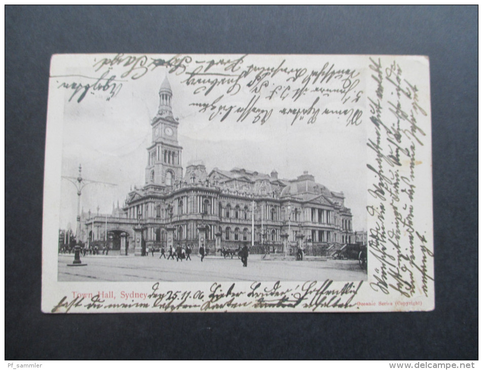 AK New South Wales Australia 1906 Town Hall, Sydney. Mischfrankatur - Sydney