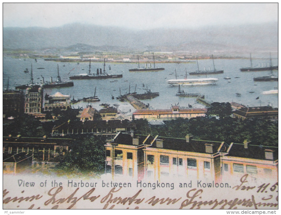 AK China / Hong Kong 1907 View Of The Harbour Between Hongkong And Kowloon. Tolle Karte - China (Hongkong)