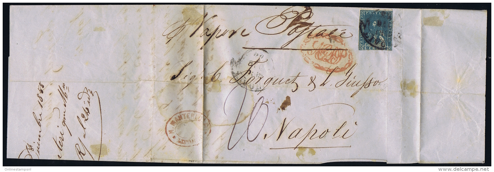 Toscana  1853 Sa 7,  Letter From Livorno To Genova - Toscane