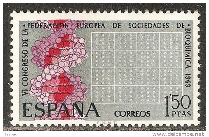 Spain 1969 Mi# 1807 ** MNH - 6th European Congress Of Biochemistry / DNA (Genetic Code) Molecule - Unused Stamps