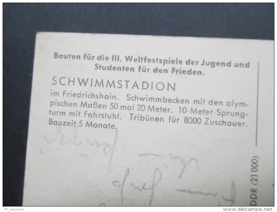 Künstlerkarte Berlin 1951 Schwimmstadion Seyler. Bauten Für Die III. Weltfestspiele Der Jugend Und Studenten. Nr. 289 - Riesen, Arno Von