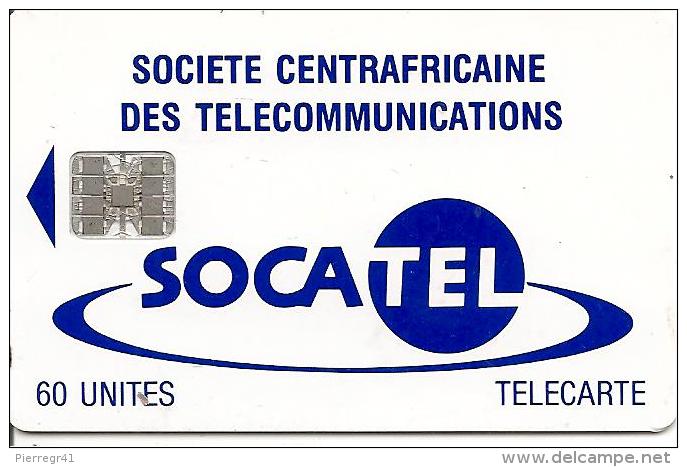 CARTE-PUCE-CENTRE AFRIQUE-60U-SC7-SOCATEL-BLEU-V° Sans N°-Puce Opérationnelle-TBE - Zentralafrik. Rep.