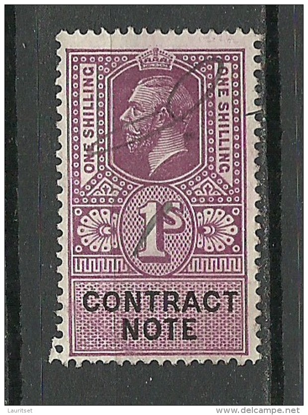 Great Britain Old Revenue Tax Stamp Contract Note 1 Shilling Edward O - Service