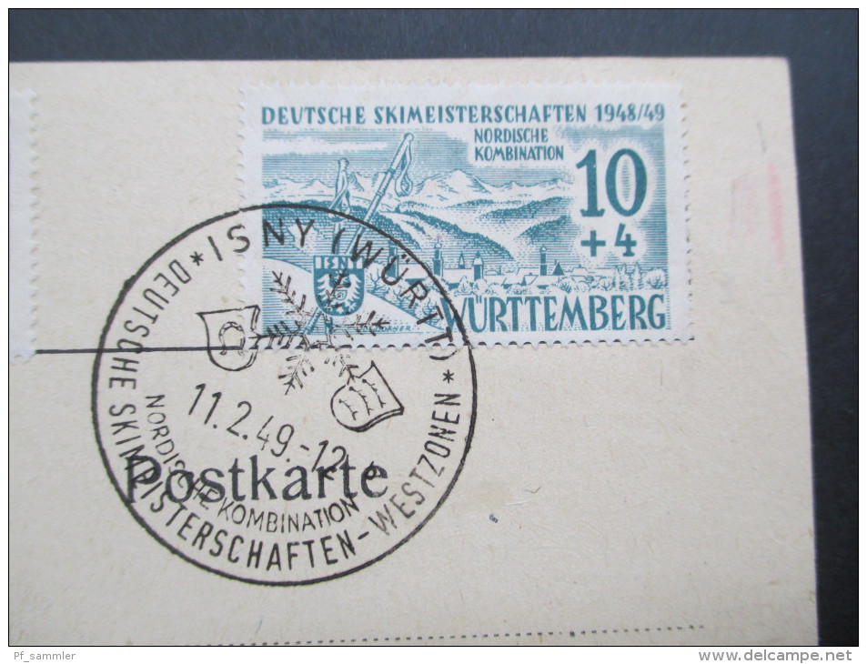 Franz. Zone Württemnerg. Nr. 38 / 39 Deutsche Skimeisterschaften Isny. Sonderstempel / FDC?? - Sonstige & Ohne Zuordnung