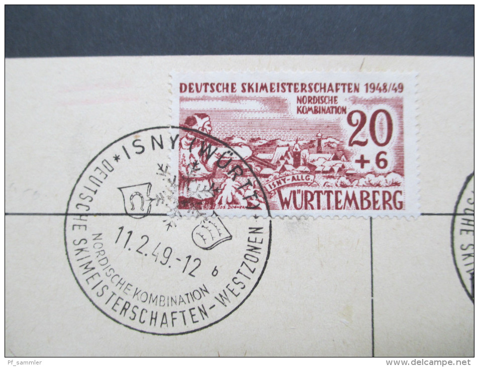 Franz. Zone Württemnerg. Nr. 38 / 39 Deutsche Skimeisterschaften Isny. Sonderstempel / FDC?? - Sonstige & Ohne Zuordnung