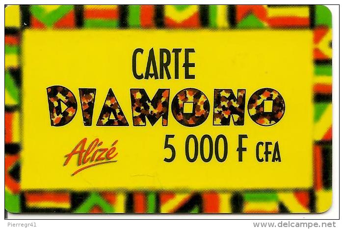 CARTE-PREPAYEE-SENEGAL-ALIZE-5000F CFA-DIAMONO-Epaisse-V°Gd N° Lasers-TBE - Sénégal